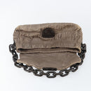 PRADA Quilted Gathered Shoulder Bag Leather plastic Brown Auth mr1517-10