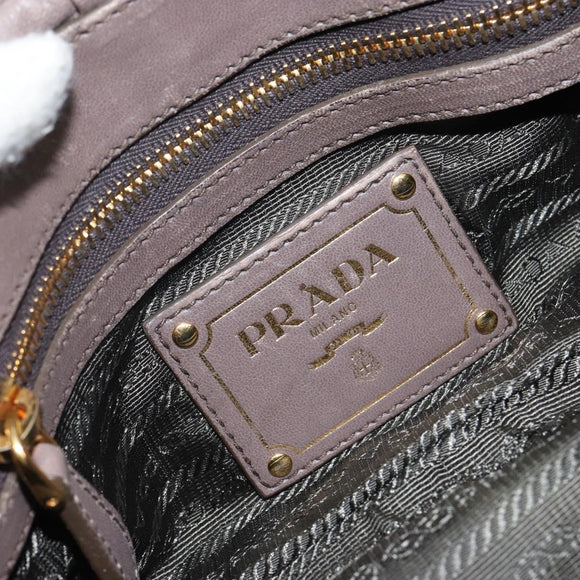 PRADA Quilted Gathered Shoulder Bag Leather plastic Brown Auth mr1517