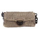 PRADA Quilted Gathered Shoulder Bag Leather plastic Brown Auth mr1517-13