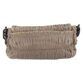 PRADA Quilted Gathered Shoulder Bag Leather plastic Brown Auth mr1517 - 0