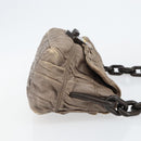 PRADA Quilted Gathered Shoulder Bag Leather plastic Brown Auth mr1517-3