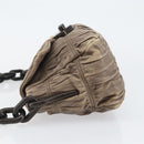 PRADA Quilted Gathered Shoulder Bag Leather plastic Brown Auth mr1517-4