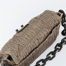 PRADA Quilted Gathered Shoulder Bag Leather plastic Brown Auth mr1517-6