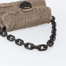 PRADA Quilted Gathered Shoulder Bag Leather plastic Brown Auth mr1517-7