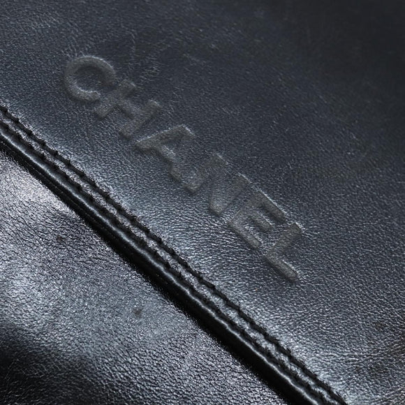 CHANEL Shoulder Bag Leather Black Gold CC Auth mr1518