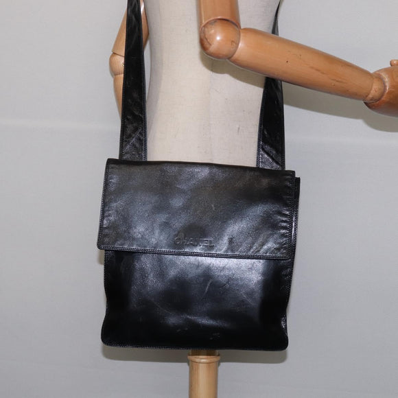 CHANEL Umhängetasche Leder Schwarz Gold CC Auth mr1518