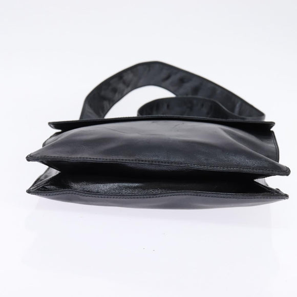 CHANEL Shoulder Bag Leather Black Gold CC Auth mr1518