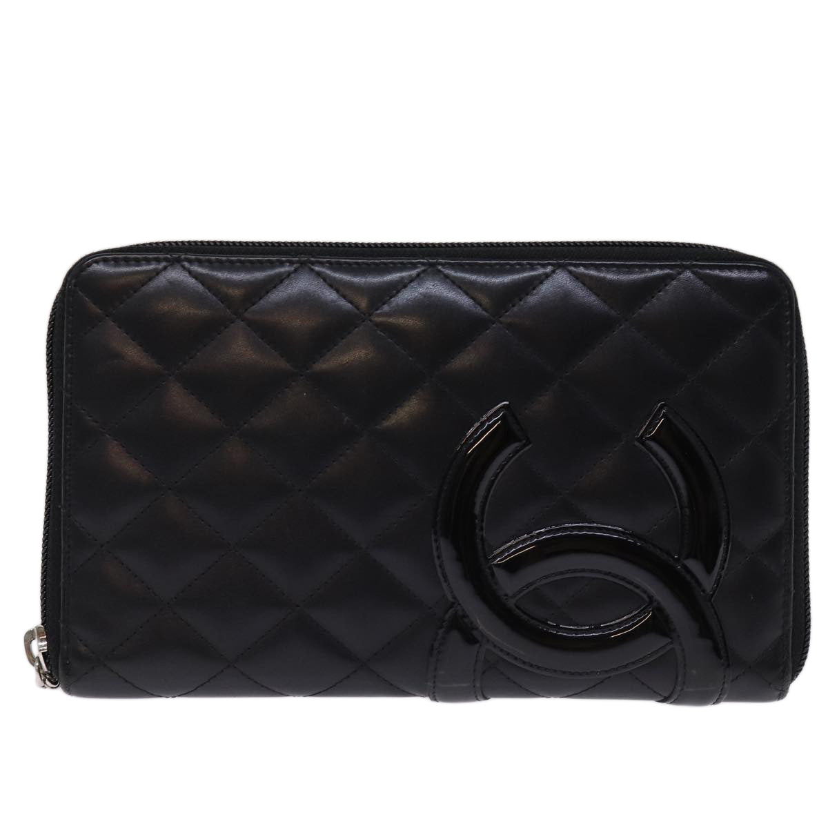 CHANEL Long Wallet Leather Black CC Auth mr152 - 0