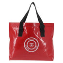 CHANEL Etanche Waterproof Tote Bag Vinyl Red CC Auth mr1520-13