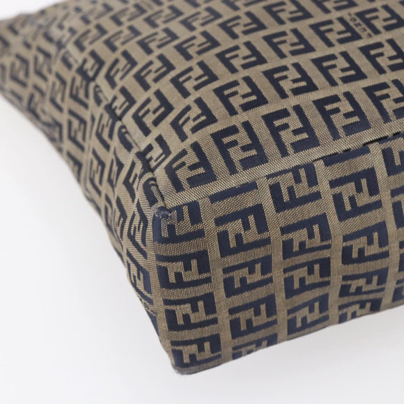 FENDI Zucchino Canvas Tote Bag Navy Silver Auth mr1524