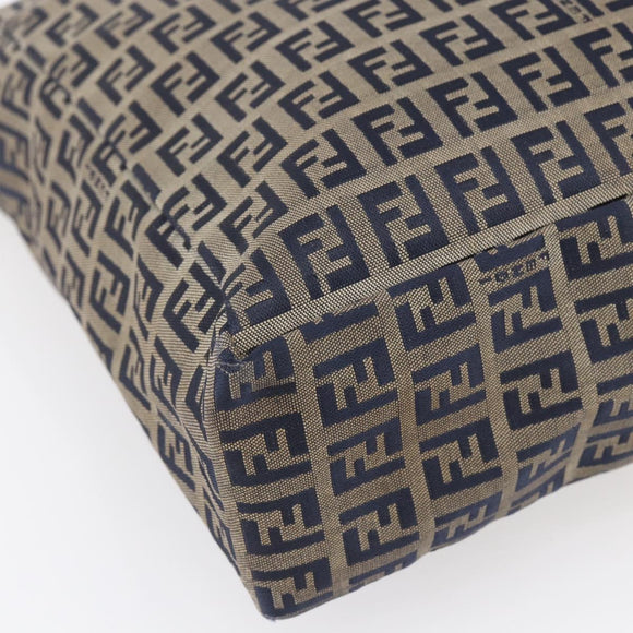 FENDI Zucchino Canvas Tote Bag Navy Silver Auth mr1524