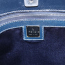 FENDI Zucchino Canvas Tote Bag Navy Silver Auth mr1524-17