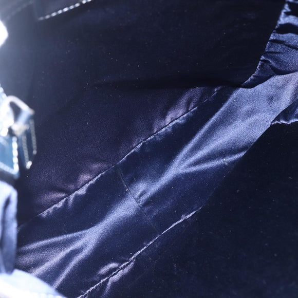 FENDI Zucchino Canvas Tote Bag Navy Silver Auth mr1524