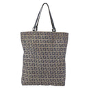 FENDI Zucchino Canvas Tote Bag Navy Silver Auth mr1524-13