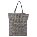 FENDI Zucchino Canvas Tote Bag Navy Silver Auth mr1524-2