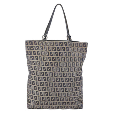 FENDI Zucchino Canvas Tote Bag Navy Silver Auth mr1524 - 0