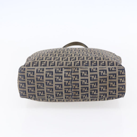 FENDI Zucchino Canvas Tote Bag Navy Silver Auth mr1524