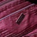 PRADA Tote Bag Nylon Bordeaux Silver Auth mr1526-9