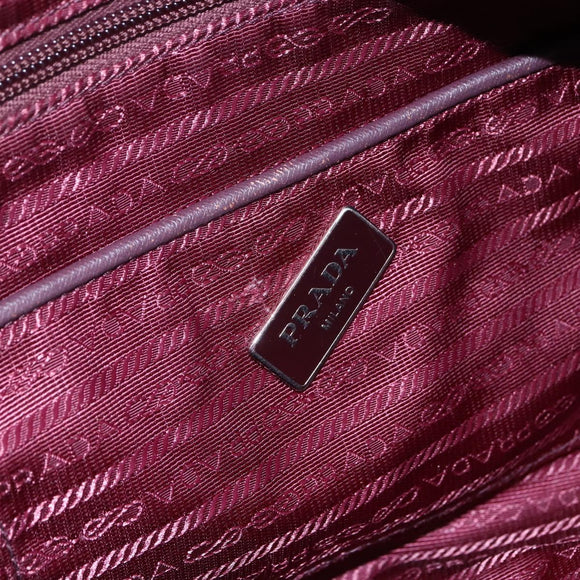 PRADA Tote Bag Nylon Bordeaux Silver Auth mr1526