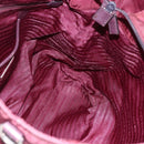 PRADA Tote Bag Nylon Bordeaux Silver Auth mr1526-21