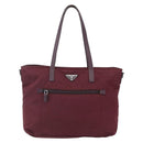PRADA Tote Bag Nylon Bordeaux Silver Auth mr1526-13