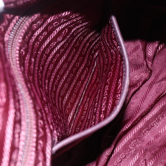 PRADA Tote Bag Nylon Bordeaux Silver Auth mr1526