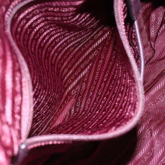 PRADA Tote Bag Nylon Bordeaux Silver Auth mr1526