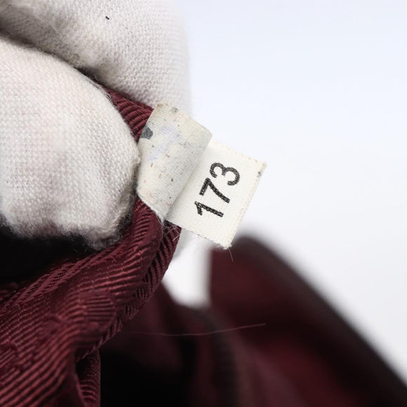 PRADA Tote Bag Nylon Bordeaux Silver Auth mr1526