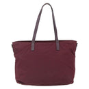 PRADA Tote Bag Nylon Bordeaux Silver Auth mr1526-2