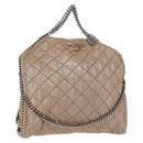 Stella MacCartney Chain Falabella Bag Polyester Beige Silver 234387 Auth mr1527-1