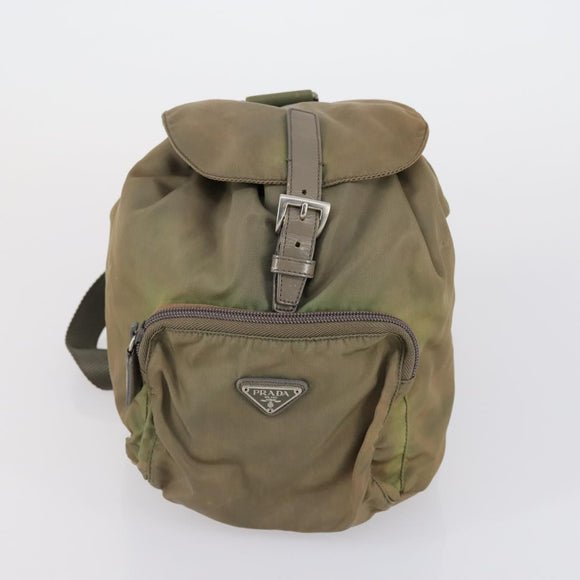 PRADA Hand Bag Nylon 2 Set Red Khaki Auth mr1528