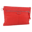 BALENCIAGA Clutch Bag Leather Red 273023 Auth mr1530-1