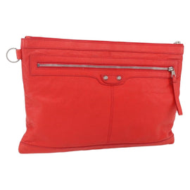 BALENCIAGA Clutch Bag Leather Red 273023 Auth mr1530
