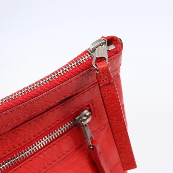 BALENCIAGA Clutch Bag Leather Red 273023 Auth mr1530