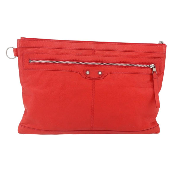 BALENCIAGA Clutch Bag Leather Red 273023 Auth mr1530