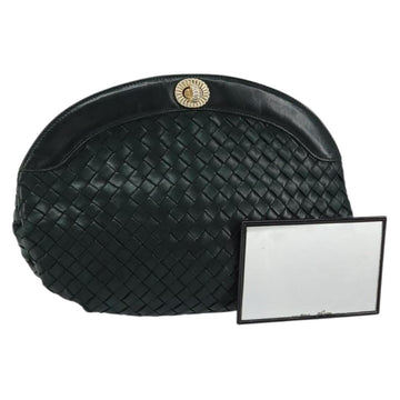 BOTTEGA VENETA INTRECCIATO Clutch Bag Leather Green Auth mr1531