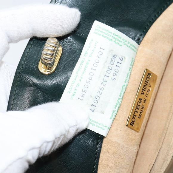 BOTTEGA VENETA INTRECCIATO Clutch Bag Leather Green Auth mr1531