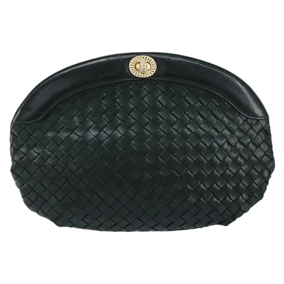 BOTTEGA VENETA INTRECCIATO Clutch Bag Leather Green Auth mr1531