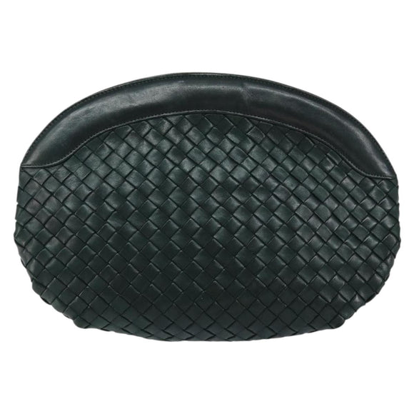 BOTTEGA VENETA INTRECCIATO Clutch Bag Leather Green Auth mr1531