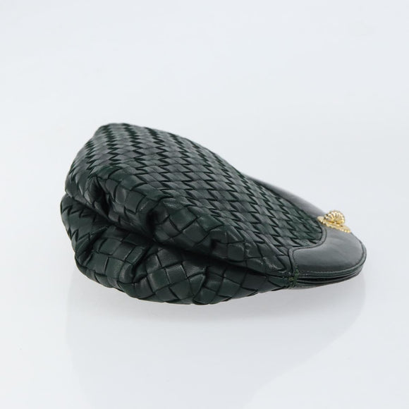 BOTTEGA VENETA INTRECCIATO Clutch Bag Leather Green Auth mr1531