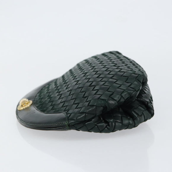 BOTTEGA VENETA INTRECCIATO Clutch Bag Leather Green Auth mr1531