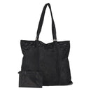 PRADA Tote Bag Nylon Black Silver Auth mr1532-1