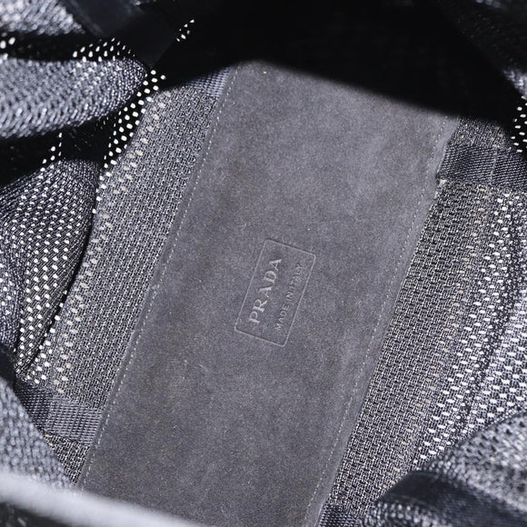 PRADA Tote Bag Nylon Black Silver Auth mr1532
