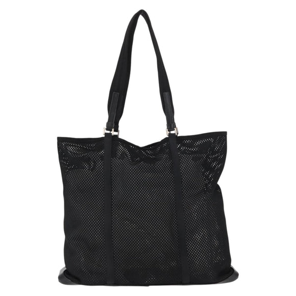 PRADA Tote Bag Nylon Black Silver Auth mr1532