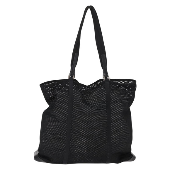 PRADA Tote Bag Nylon Black Silver Auth mr1532