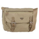 PRADA Shoulder Bag Nylon Beige Silver Auth mr1533-1