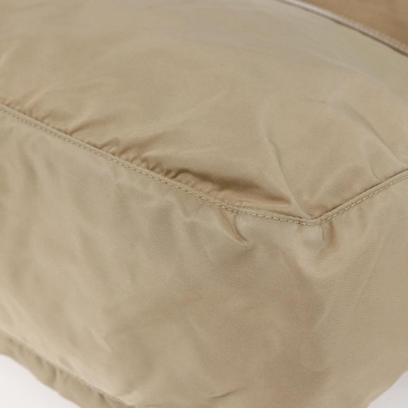 PRADA Shoulder Bag Nylon Beige Silver Auth mr1533