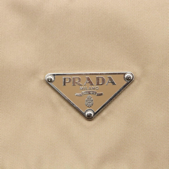 PRADA Shoulder Bag Nylon Beige Silver Auth mr1533