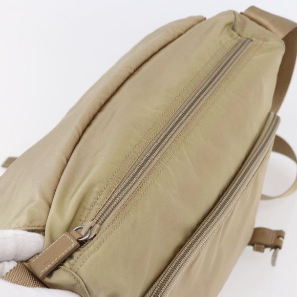 PRADA Shoulder Bag Nylon Beige Silver Auth mr1533