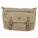 PRADA Shoulder Bag Nylon Beige Silver Auth mr1533-13